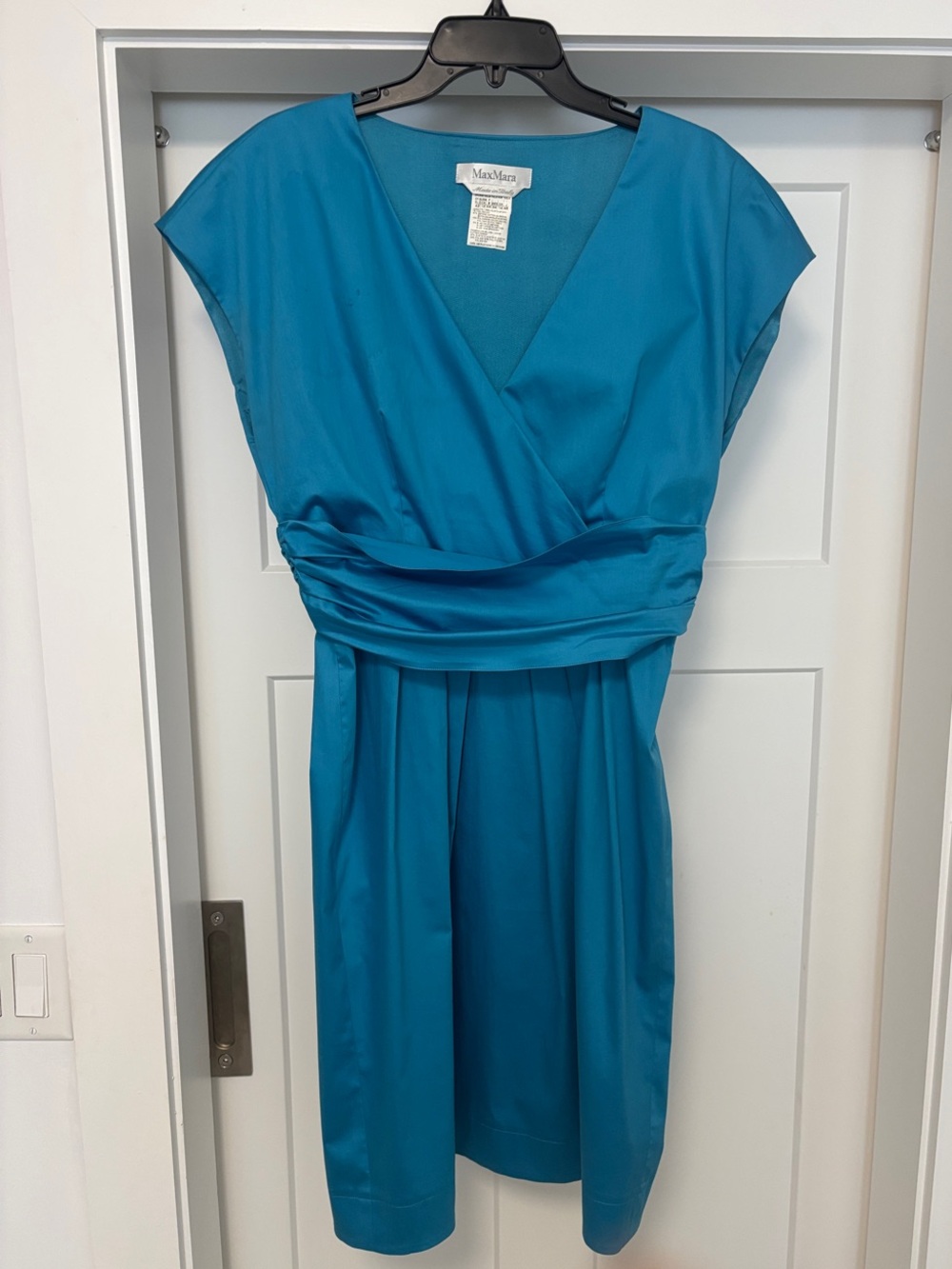 MaxMara Teal Wrap-Front Midi Dress